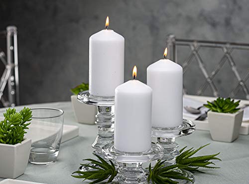 BOLSIUS Set of 6 White Pillar Candles - 3x6 inch Unscented 65 Hour Long Lasting Candles - Dripless Clean Burning Smokeless Dinner Candle - Perfect for Wedding Candles, Parties and Special Occasions