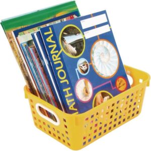 Really Good Stuff Medium Plastic Book Baskets, 11" by 7½" by 4½" - 4 Pack, Primary Colors | Versatile Storage Solution for Classroom, Home and Office l Toy Storage, Multi-Purpose Organizer Basket