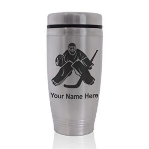 skunkwerkz commuter travel mug, hockey goalie, personalized engraving included