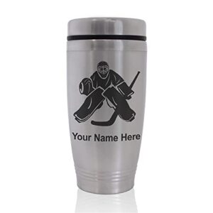 SkunkWerkz Commuter Travel Mug, Hockey Goalie, Personalized Engraving Included