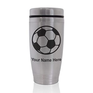 skunkwerkz commuter travel mug, soccer ball, personalized engraving included