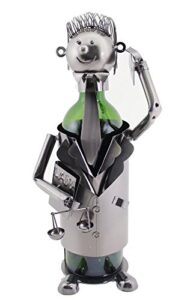 wine bodies groomed court lawyer metal wine bottle holder character, charcoal
