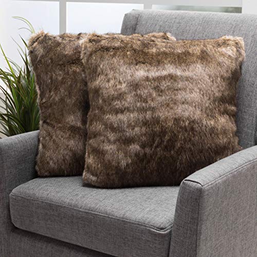 Christopher Knight Home Elise Fabric Pillows with Polyester Fiber Fill, 2-Pcs Set, Dark Brown