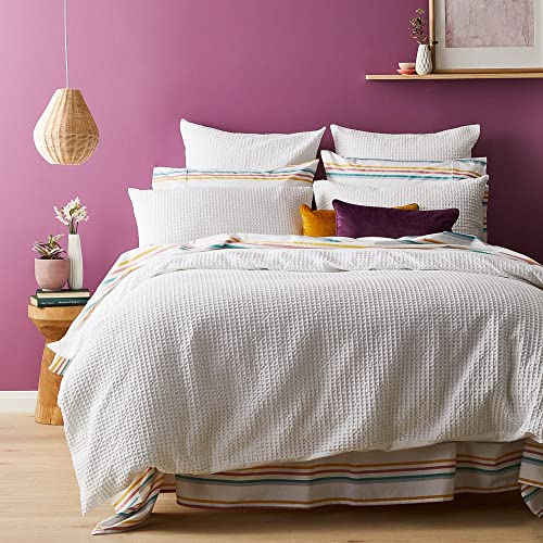 Merryfeel Waffle Duvet Cover Set,100% Cotton Waffle Weave Textured Duvet Cover Set - Full/Queen White