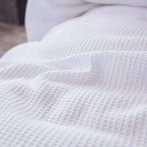 Merryfeel Waffle Duvet Cover Set,100% Cotton Waffle Weave Textured Duvet Cover Set - Full/Queen White