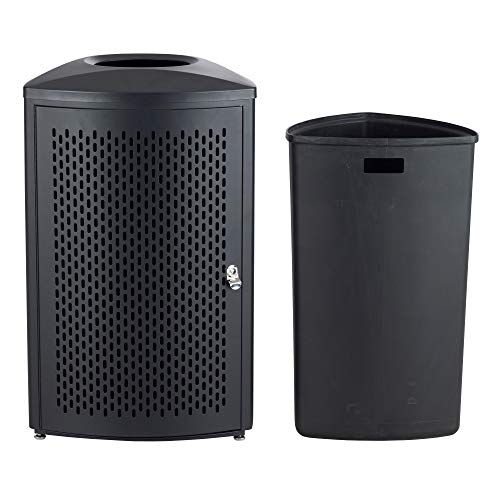 Safco Products 9960BL Nook Indoor Trash Receptacle, 20 Gallon, Triangular Shape for Corners, Steel Frame, Rigid Plastic Liner, Black