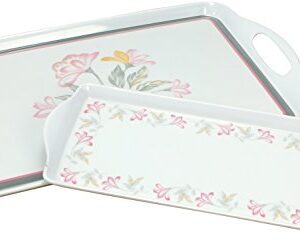 Reston Lloyd Set of 2, Pink Trio Corelle Coordinates Rectangular and Tidbit Serving Tray Set