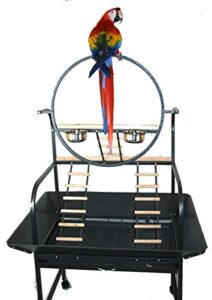 extra large o wrought iron stand for medium or large parrot amazon cockatoos macaws play gym ground seed skirts(black vein)