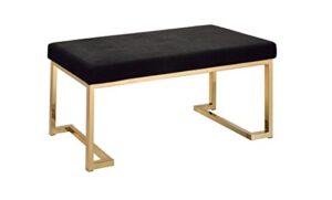 acme furniture boice bench, one size, black fabric and champagne