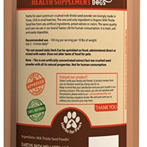 Milk Thistle for Dogs Liver Detox Support (120 GMS), Canine and Cat Liver Support Supplement Powder Without Capsules, Pills