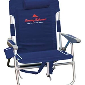 Tommy Bahama Big Boy 4-Position Folding 13" High Seat Backpack Beach or Camping Chair, Aluminum, Navy