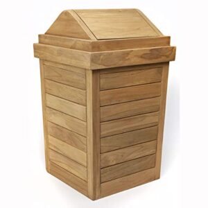 sporty's outdoor kitchen teak wood weather resistant garbage can waste bin
