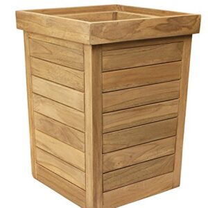 Sporty's Outdoor Kitchen Teak Wood Weather Resistant Garbage Can Waste Bin