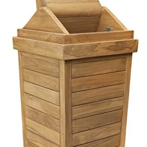 Sporty's Outdoor Kitchen Teak Wood Weather Resistant Garbage Can Waste Bin