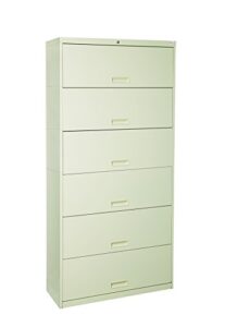 datum storage stak-n-lok 100 series 6h open shelf with receding doors and locking cabinet, 36", light gray