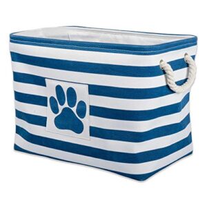 bone dry pet storage collection striped paw patch bin, large rectangle, navy
