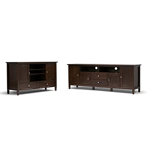 SIMPLIHOME Warm Shaker SOLID WOOD 47 Inch Wide Transitional TV Media Stand in Tobacco Brown for TVs up to 50 Inches, For the Living Room and Entertainment Center