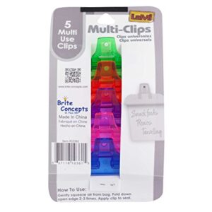 Brite Concepts, Multi-Clips, Plastic, Assorted Bright colors, 5-Count