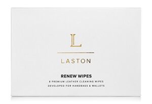 laston renew 8ct leather purse cleaner handbag wipes | cleans, rescues, & renews luxury designer handbags, purses, wallets | 8 individually-packed single travel wipes per box