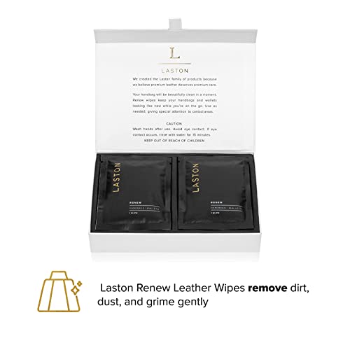 Laston Renew 8ct Leather Purse Cleaner Handbag Wipes | Cleans, Rescues, & Renews Luxury Designer Handbags, Purses, Wallets | 8 Individually-Packed Single Travel Wipes Per Box