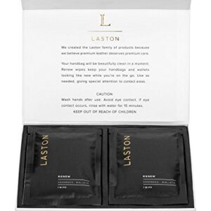 Laston Renew 8ct Leather Purse Cleaner Handbag Wipes | Cleans, Rescues, & Renews Luxury Designer Handbags, Purses, Wallets | 8 Individually-Packed Single Travel Wipes Per Box