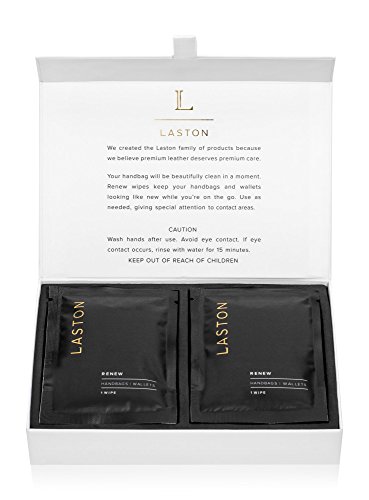 Laston Renew 8ct Leather Purse Cleaner Handbag Wipes | Cleans, Rescues, & Renews Luxury Designer Handbags, Purses, Wallets | 8 Individually-Packed Single Travel Wipes Per Box