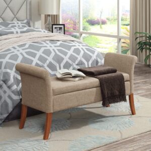 Convenience Concepts Designs4Comfort Garbo Storage Bench Ottoman, Tan Fabric