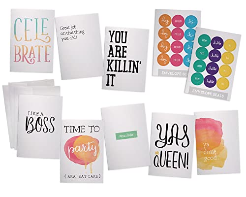 All Occasion Sassy Greeting Cards Assortment - 48 Pack Cards with Envelopes and Sticker Seals - Birthday, Graduation, Encouragement, Congratulations Cards for Men, Women, and Kids