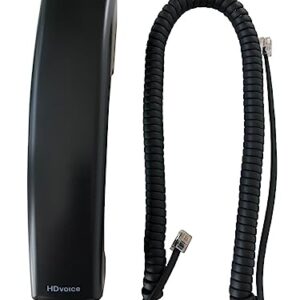 The VoIP Lounge Replacement HD Voice Handset with Curly Cord for Polycom VVX Series IP Phones 300 301 310 311 400 401 410 411 500 501 600 601 1500 Black (Please See Full Description Below)