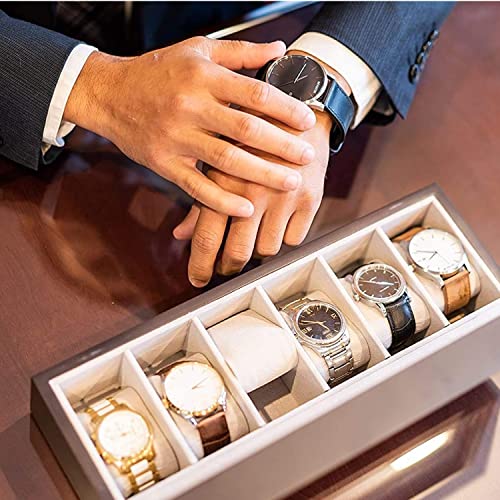 CASE ELEGANCE Solid Espresso Wood Watch Box Organizer with Glass Display Top