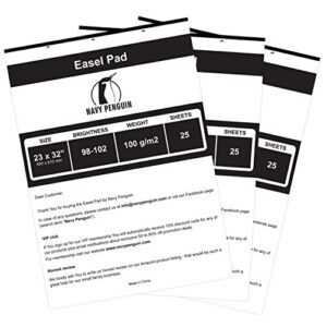 easel pad 23x32" - 3 pack (75 sheets) - flip chart paper, 25 sheets/pack, plain white, poster flipchart 100 gsm - large drawing pad for teachers, kids, classroom, office, craft, art, presentation