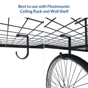 FLEXIMOUNTS 4-Pack Add-On Storage Flat Hook Accessory for Garage Ceiling Storage Rack and Wall Shelving, Black