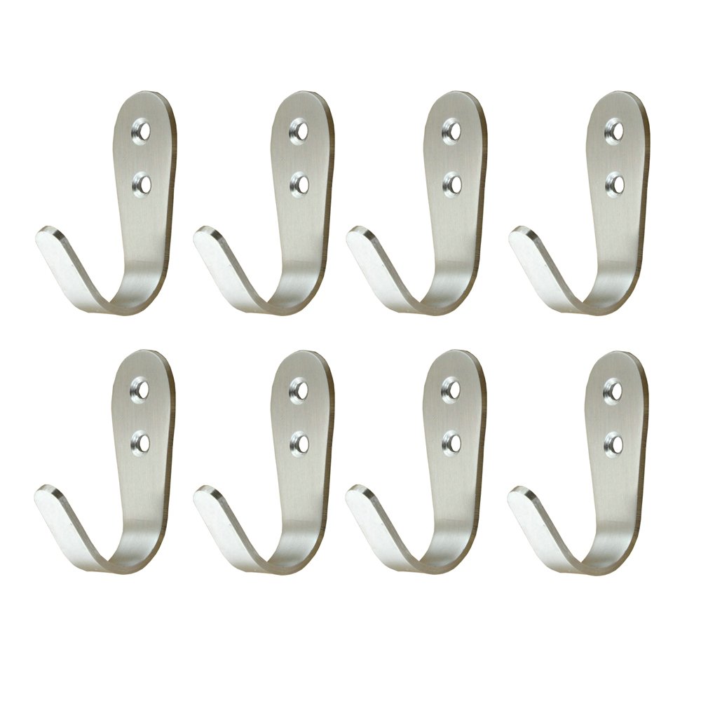 Mellewell 8 PCS Single Robe Hook Bath Towel Hooks Wall Hangers, Stainless Steel Brushed Nickel, 08004H8