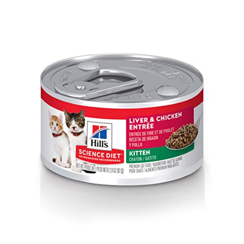 Hill's Science Diet Kitten Liver & Chicken Entrée Wet Cat Food, 2.9 oz. Cans, 24-Pack