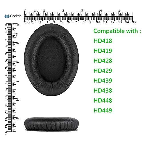 Geekria QuickFit Replacement Ear Pads for Sennheiser HD418, HD419, HD428, HD429, HD439, HD438, HD448, HD449 Headphones Ear Cushions, Headset Earpads, Ear Cups Cover Repair Parts (Black)