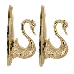 OULII Metal Wall Hook Curtain Drapery Holdbacks Coat Hat Hook Set of 2 (Golden Swan)