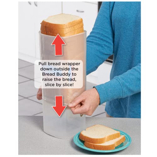 Buddeez Bread Buddy Bread Box – Bread Container & Bread Storage for Kitchen Counter, Sandwich Bread Holder, Bread Saver & Bread Keeper, Bread Bin & Breadbox Countertop Storage, White Lid, (2 Pack)