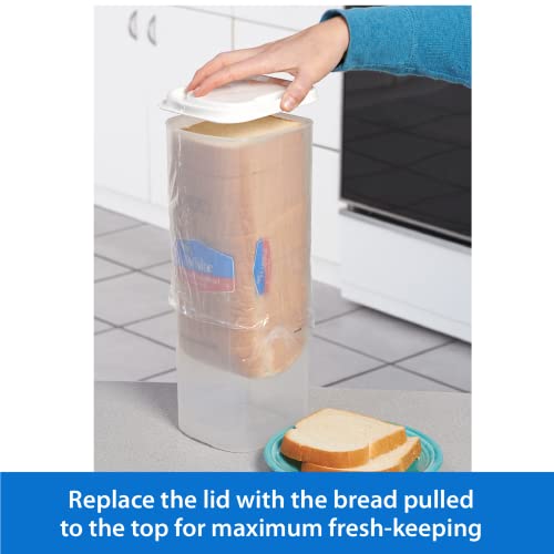 Buddeez Bread Buddy Bread Box – Bread Container & Bread Storage for Kitchen Counter, Sandwich Bread Holder, Bread Saver & Bread Keeper, Bread Bin & Breadbox Countertop Storage, White Lid, (2 Pack)