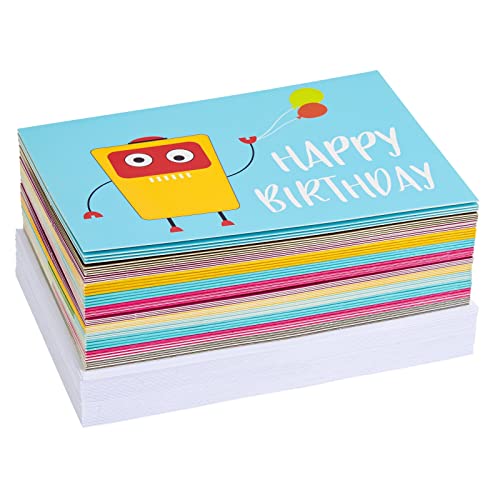 Best Paper Greetings 48 Pack Assorted Happy Birthday Cards for Kids with Unicorn, Flamingo, Monster, and Fox Designs (4x6 In)