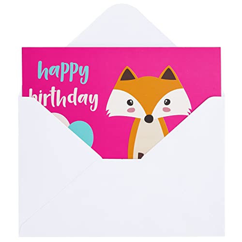 Best Paper Greetings 48 Pack Assorted Happy Birthday Cards for Kids with Unicorn, Flamingo, Monster, and Fox Designs (4x6 In)