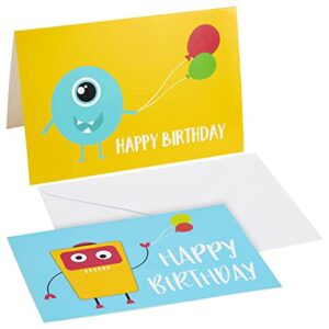 Best Paper Greetings 48 Pack Assorted Happy Birthday Cards for Kids with Unicorn, Flamingo, Monster, and Fox Designs (4x6 In)