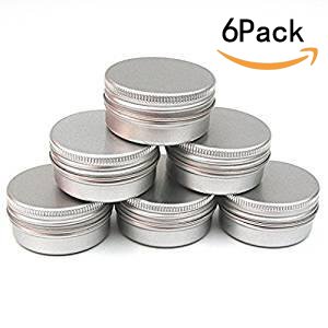 CTKcom 6-Packs 3 oz Screw Top Metal Tins Aluminum Tin Cans Gram Jar,90ml Empty Slip Slide Round Containers For Lip Balm,Salve,Crafts,Cosmetic,Candles,Storage Kit(90g)