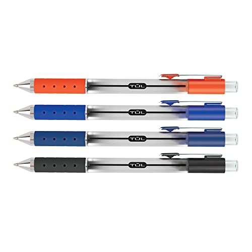 TUL Retractable Gel Pens, Bullet Point, 0.7 mm, Gray Barrel, Assorted Standard Ink Colors, Pack Of 8