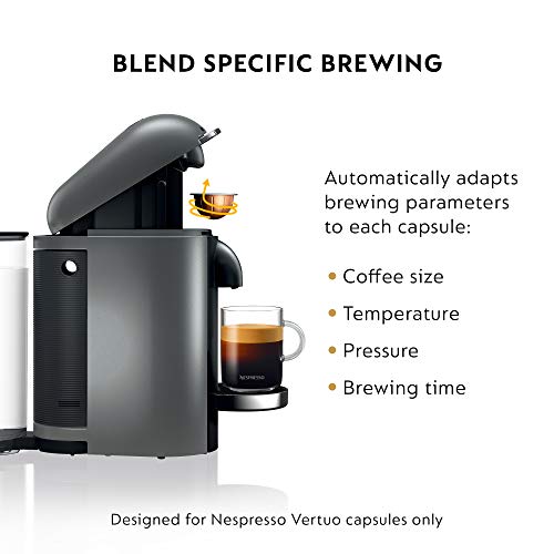 Nespresso BNV420TTN VertuoPlus Deluxe Espresso Machine by Breville,8 oz, Titan