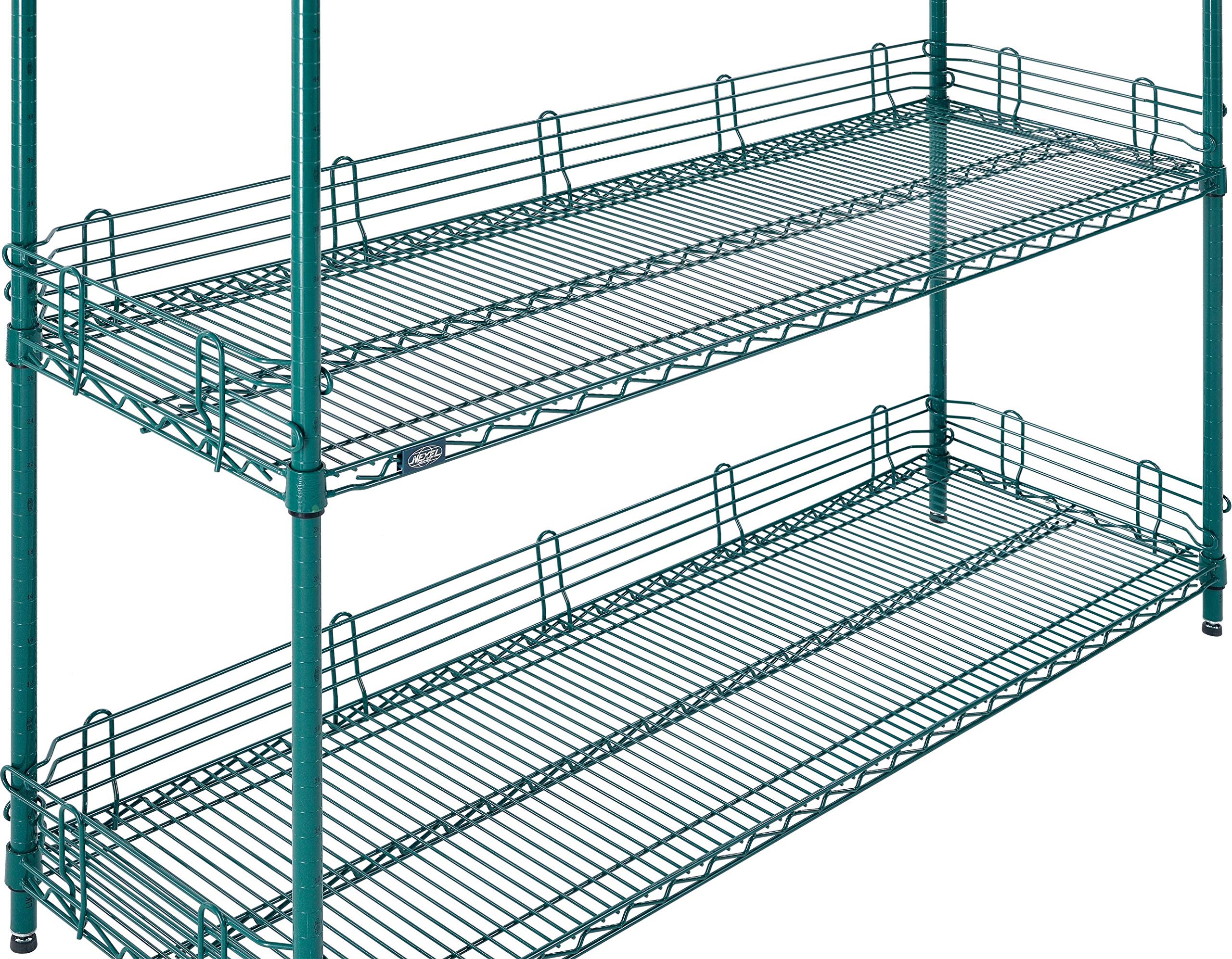 Nexel Poly-Green Adjustable Wire Shelving Unit, 4 Tier, Heavy Duty Commerical Storage Organizer Wire Rack, 24" x 60" x 63", Green