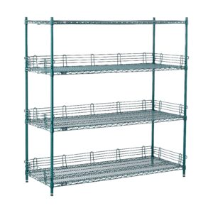 Nexel Poly-Green Adjustable Wire Shelving Unit, 4 Tier, Heavy Duty Commerical Storage Organizer Wire Rack, 24" x 60" x 63", Green