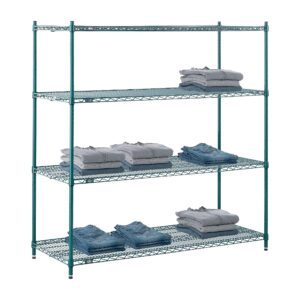 Nexel Poly-Green Adjustable Wire Shelving Unit, 4 Tier, Heavy Duty Commerical Storage Organizer Wire Rack, 24" x 60" x 63", Green