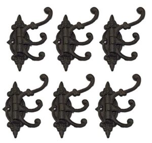 midwest craft house cast iron swivel coat hooks | antique/vintage stye - great for coats, hats, etc. - pack of 6