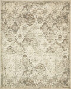 unique loom tuareg collection vintage distressed traditional area rug, 8' x 10' rectangle, beige/brown