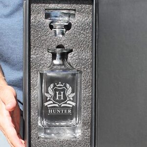 Custom Engraved Whiskey Decanter - Personalized with Cavalier Design